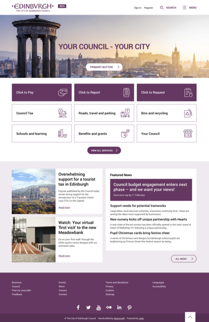 Edinburgh Beta site design April 2019