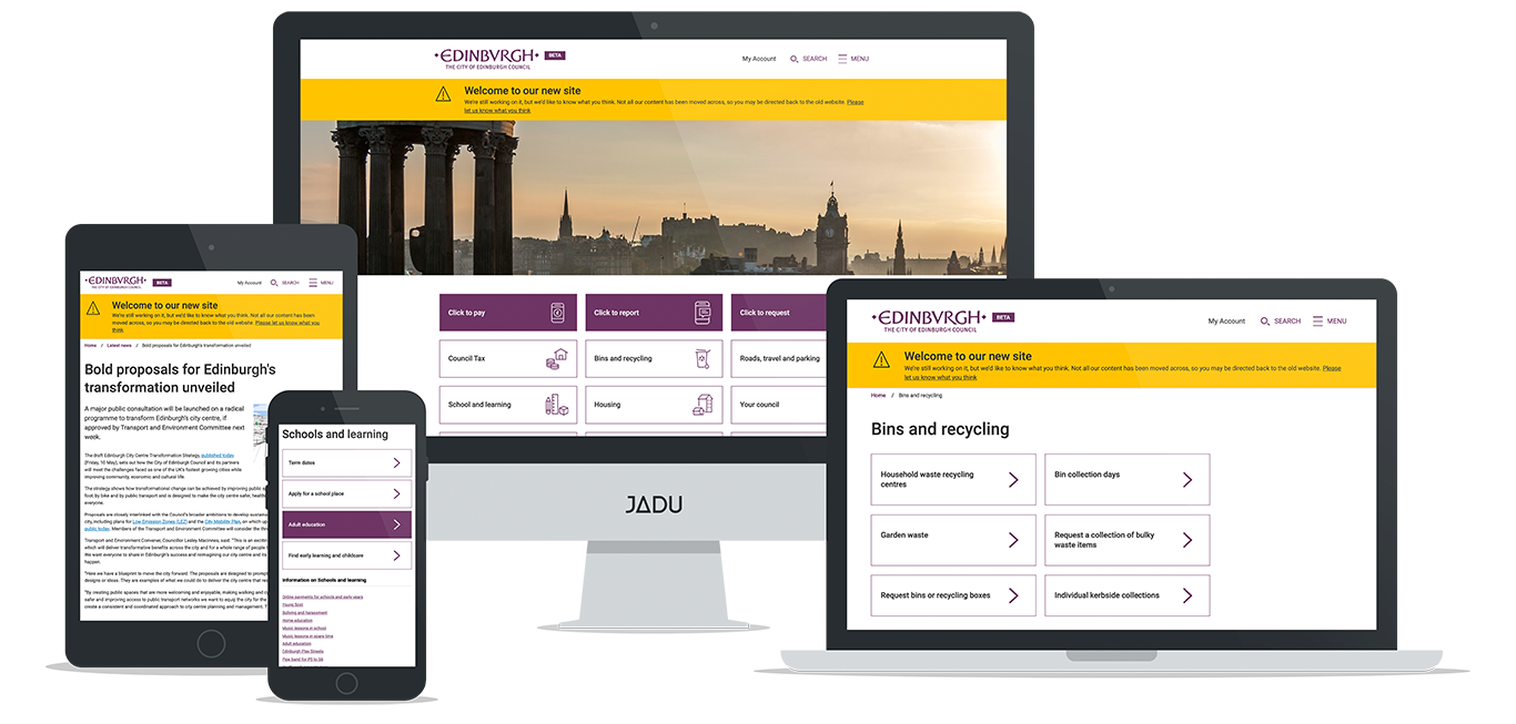 New Edinburgh website displayed on desktop, mobile, laptop and phone.